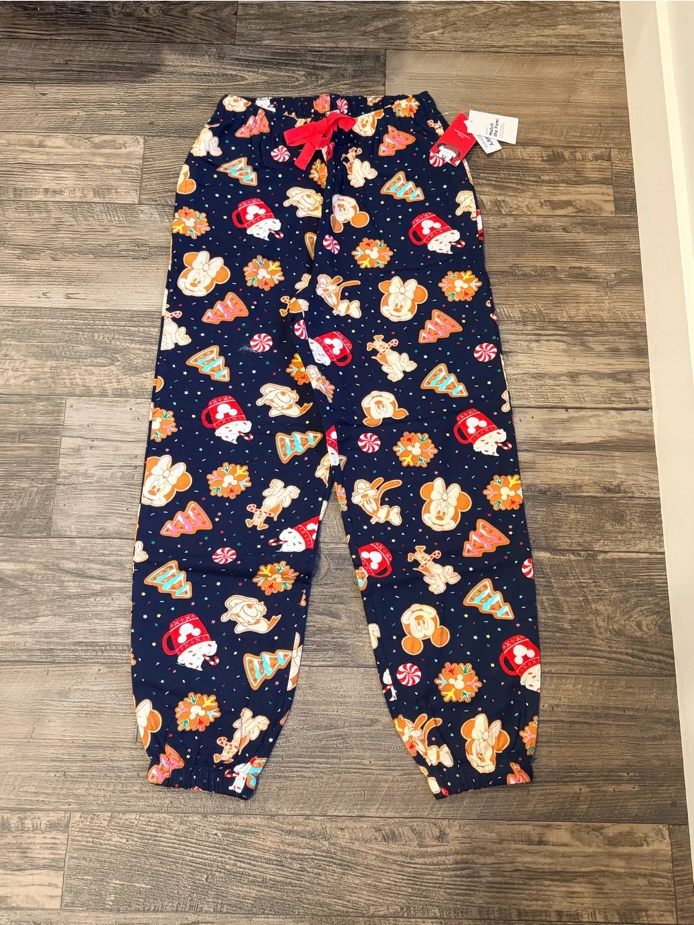 Old Navy Navy Holiday Character Print Pajama Pants with Red Drawstring